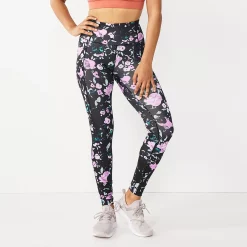 Women's Tek Gear® High-Waisted Pocket Leggings -Tek Gear shop 4490797 Purple Floral