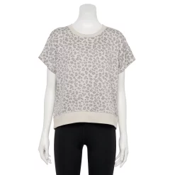 Women's Tek Gear® Stretch Fleece Top -Tek Gear shop 5208389 Gray Leopard