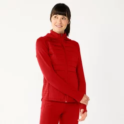 Women's Tek Gear® Hooded Mixed-Media Jacket -Tek Gear shop 5561979 Cranberry Kiss