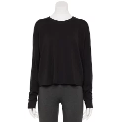 Women's Tek Gear® Easy French Terry Raw-Seam Tee -Tek Gear shop 5562562 Black