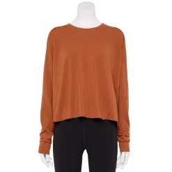 Women's Tek Gear® Easy French Terry Raw-Seam Tee -Tek Gear shop 5562562 Cinnamon Coffee