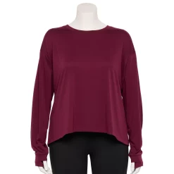 Plus Size Tek Gear® Crewneck Crop Tee -Tek Gear shop 5567897 Night Sangria