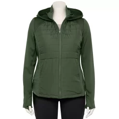 Plus Size Tek Gear® Hooded Mixed-Media Jacket -Tek Gear shop 5567937 Esta Olive