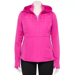 Plus Size Tek Gear® Hooded Mixed-Media Jacket -Tek Gear shop 5567937 Fuchsia Cashmere