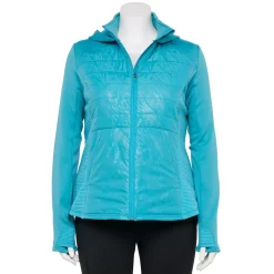 Plus Size Tek Gear® Hooded Mixed-Media Jacket -Tek Gear shop 5567937 Teal Embossed Warped