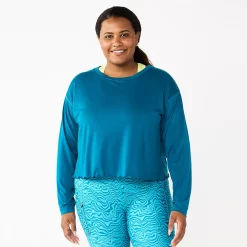 Plus Size Tek Gear® Lettuce-Edge Cross-Back Top -Tek Gear shop 5655893 Night Life Teal