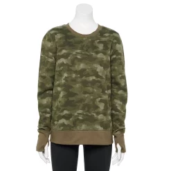 Petite Tek Gear® Ultrasoft Fleece Crewneck Sweatshirt -Tek Gear shop 6120169 Olive Camo