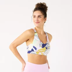 Tek Gear® Core Medium-Impact V-Neck Sports Bra -Tek Gear shop 6171520 White Sketched Floral